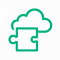 a green puzzle piece connected with a cloud symbol